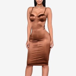 Fashion Nova Stupid in Love Midi Dress - Chocolate